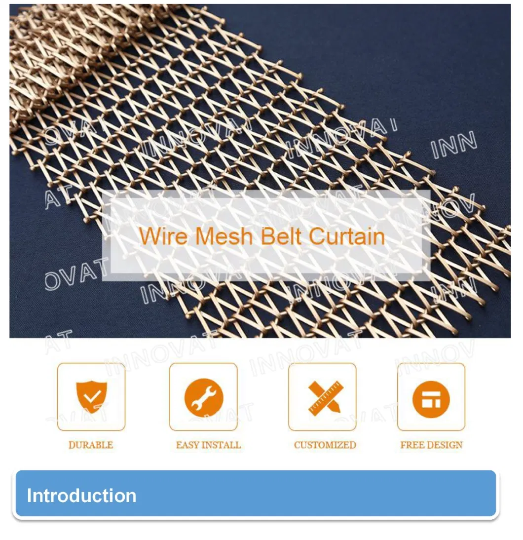 spiral Weave Type Colored Finished Metal Curtain Drapery Wire Mesh for Decoration Hotel