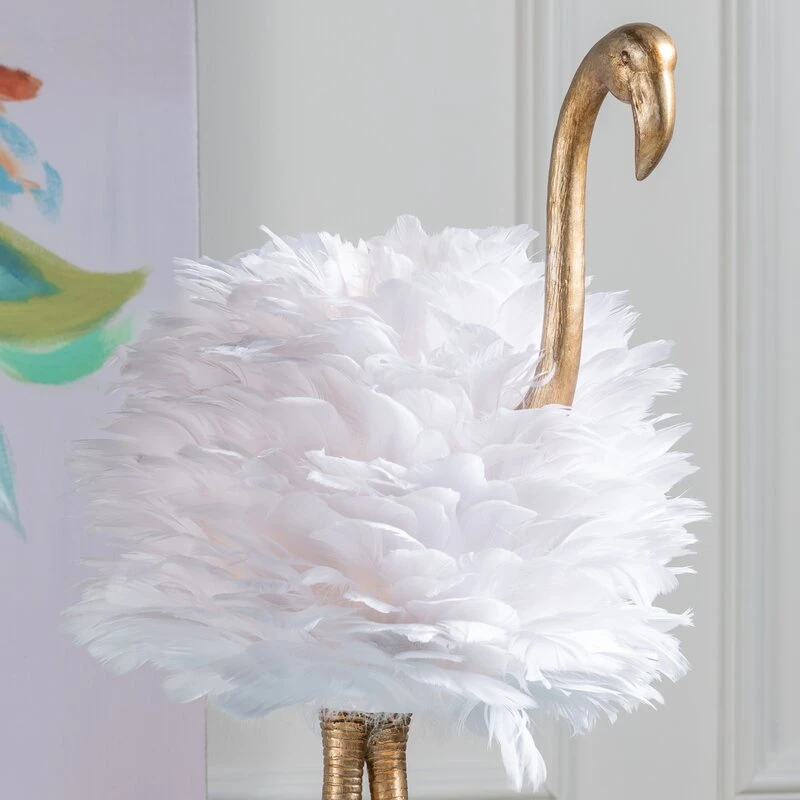 Flamingo Table Lamp Feather Shade Creative Desk Lamp Decorative LED Light Floor Lamp