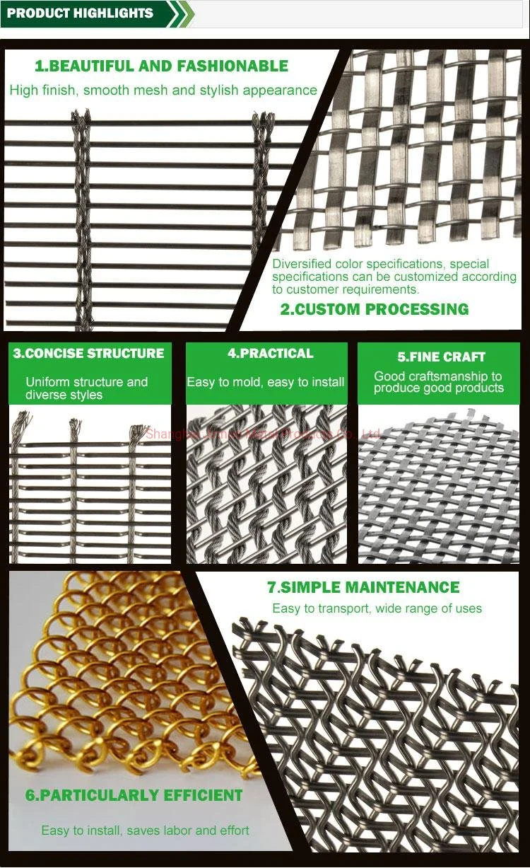 External Architectural Cable Rod Decorative Wire Mesh Used for Metal Draperies Walls