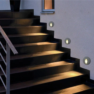 Factory Wholesale Square and Round Recessed Step Light IP65 Waterproof LED Stair Step Wall Light Corridor Decorate LED Wall Lamp