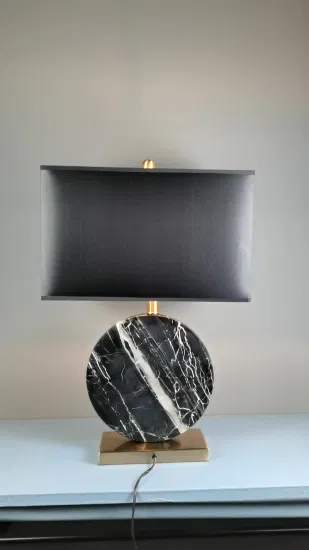 Marble Table Lamp with Fabric Shade